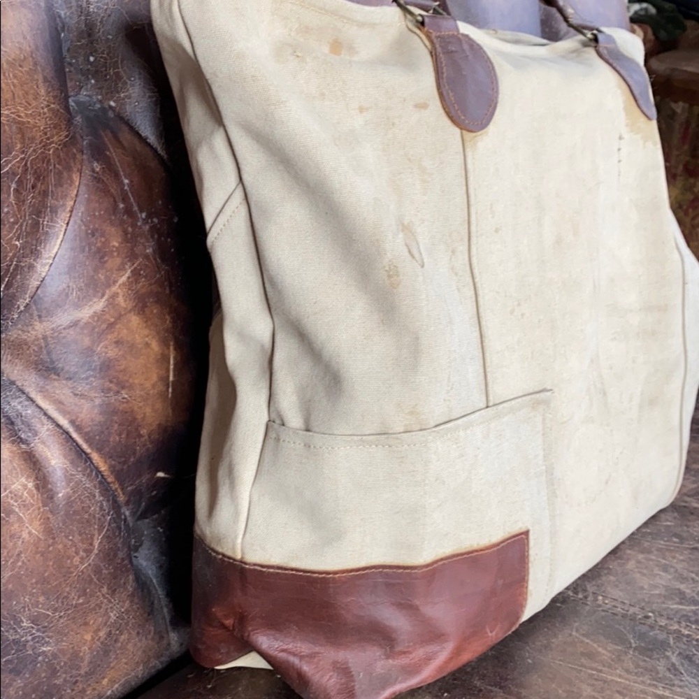 Mona B Canvas Tote with Leather Trim - Picture 7 of 7